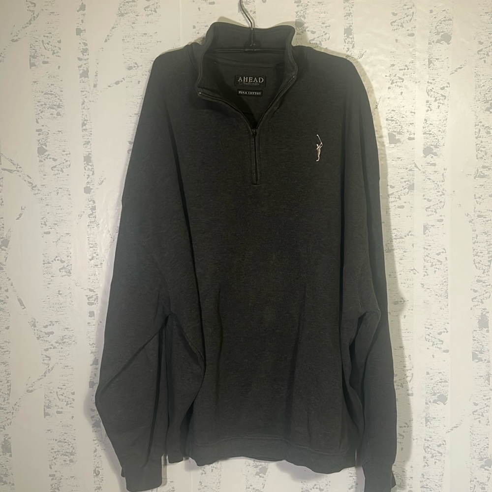 Ahead Authentics Mens Quarter Zip Pullover Size XXL Gray Golfer Logo Big Tall